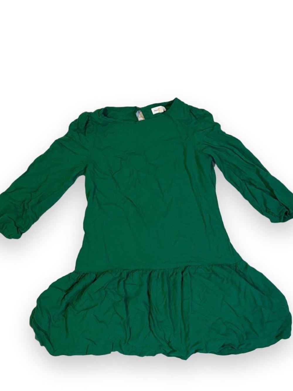 Meadow Rue Emerald Green Long Sleeve Ruffle-Hem Dress